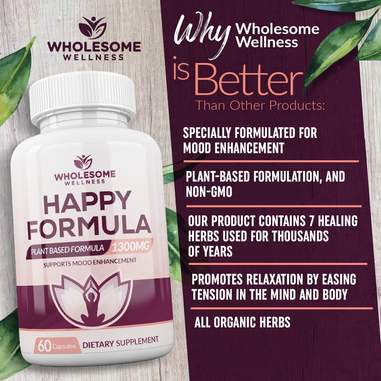 Suplemento de Alivio Natural Happy Formula para Todos 60 Cáp