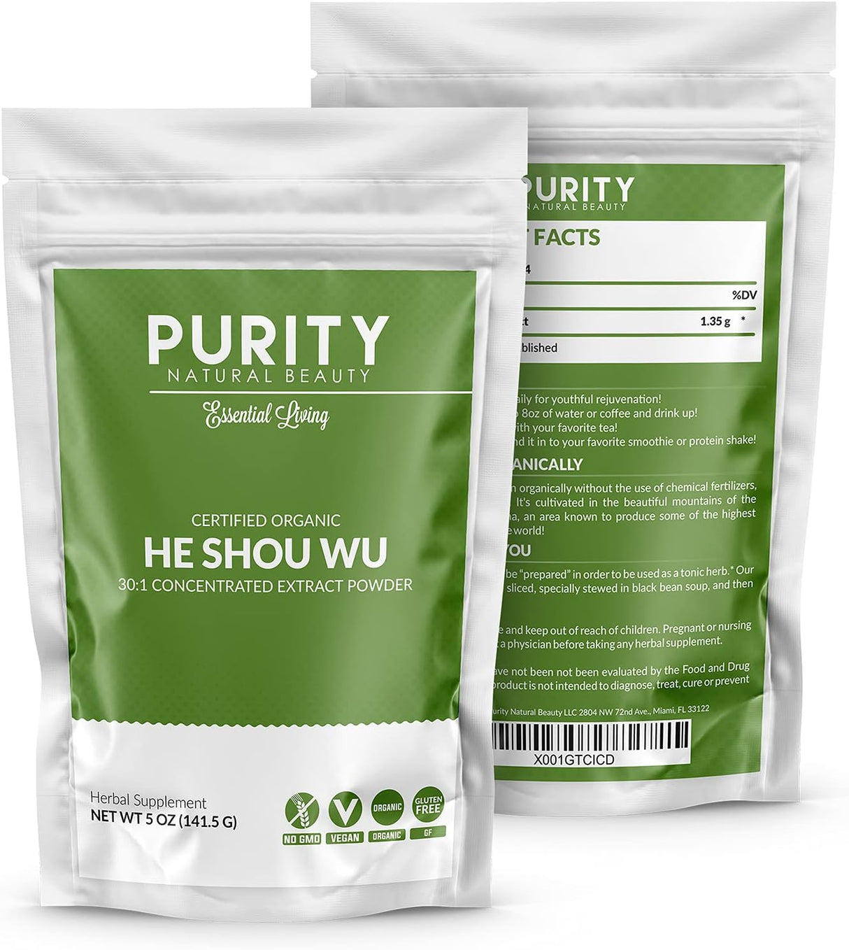 He Shou Wu Orgánico 30:1 Extracto 2x10oz He Shou Wu
