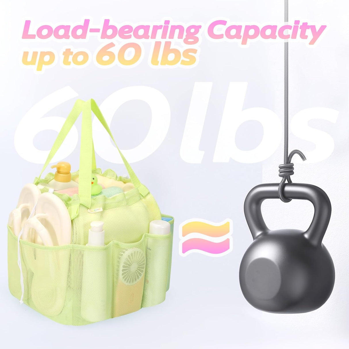 Portable Mesh Shower Caddy with Drawstring for Dorm & Travel