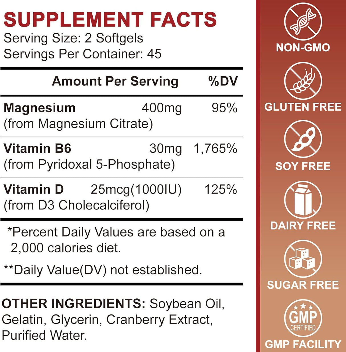 Citrato de Magnesio con Vitamina D3, B6 y Arándano, 180 cápsulas