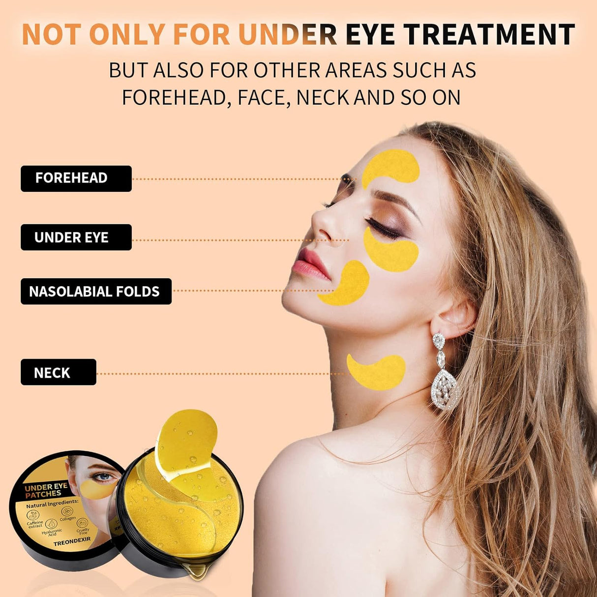 Máscaras de ojos de oro de 24 quilates para ojeras