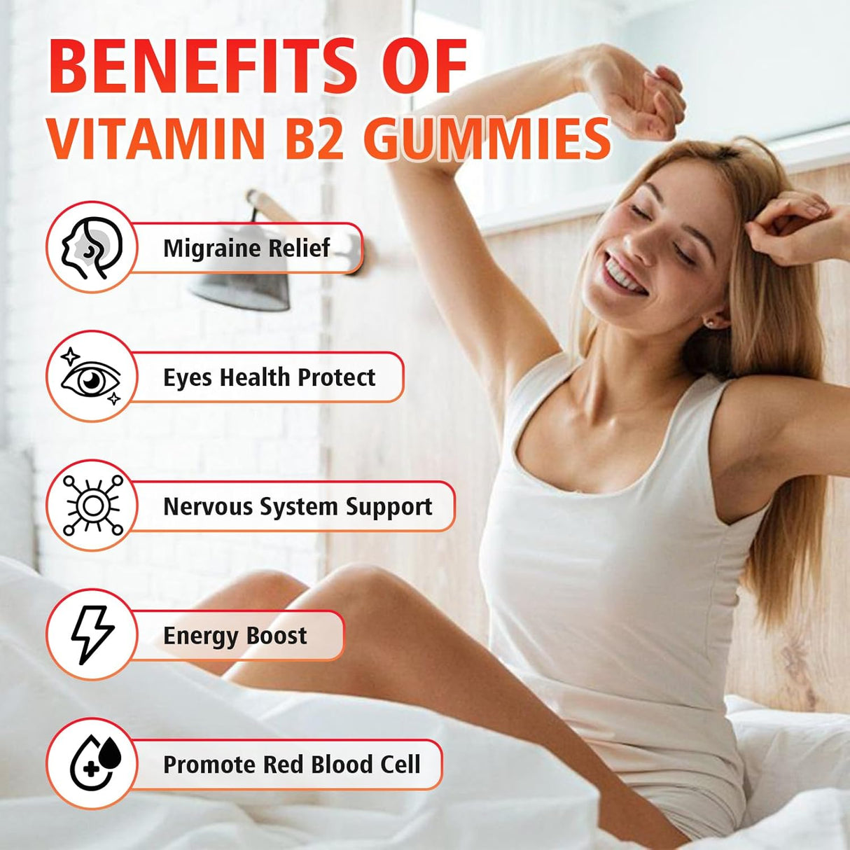 Gomitas Vitamina B2 Riboflavina 400mg con Magnesio, 60u