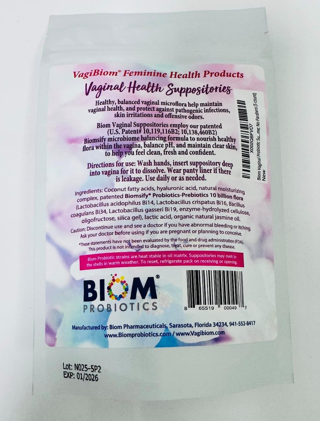 Supositorio probiótico vaginal Biom: pH vaginal natural