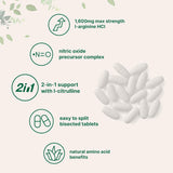 Suplemento de L-Arginina con L-Citrulina para energía y músculo, 4 meses
