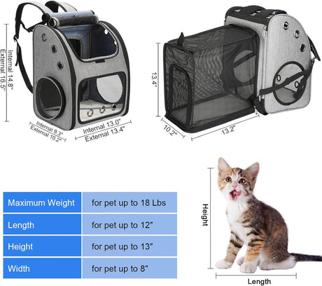 Mochila expandible para mascotas de viaje portátil