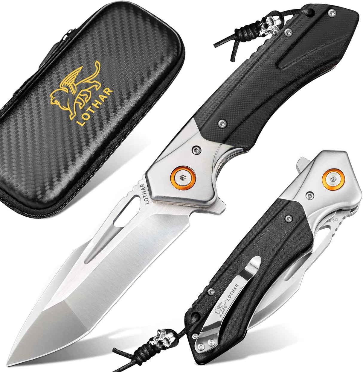 Cuchillo de bolsillo para hombre, plegable con acero D2