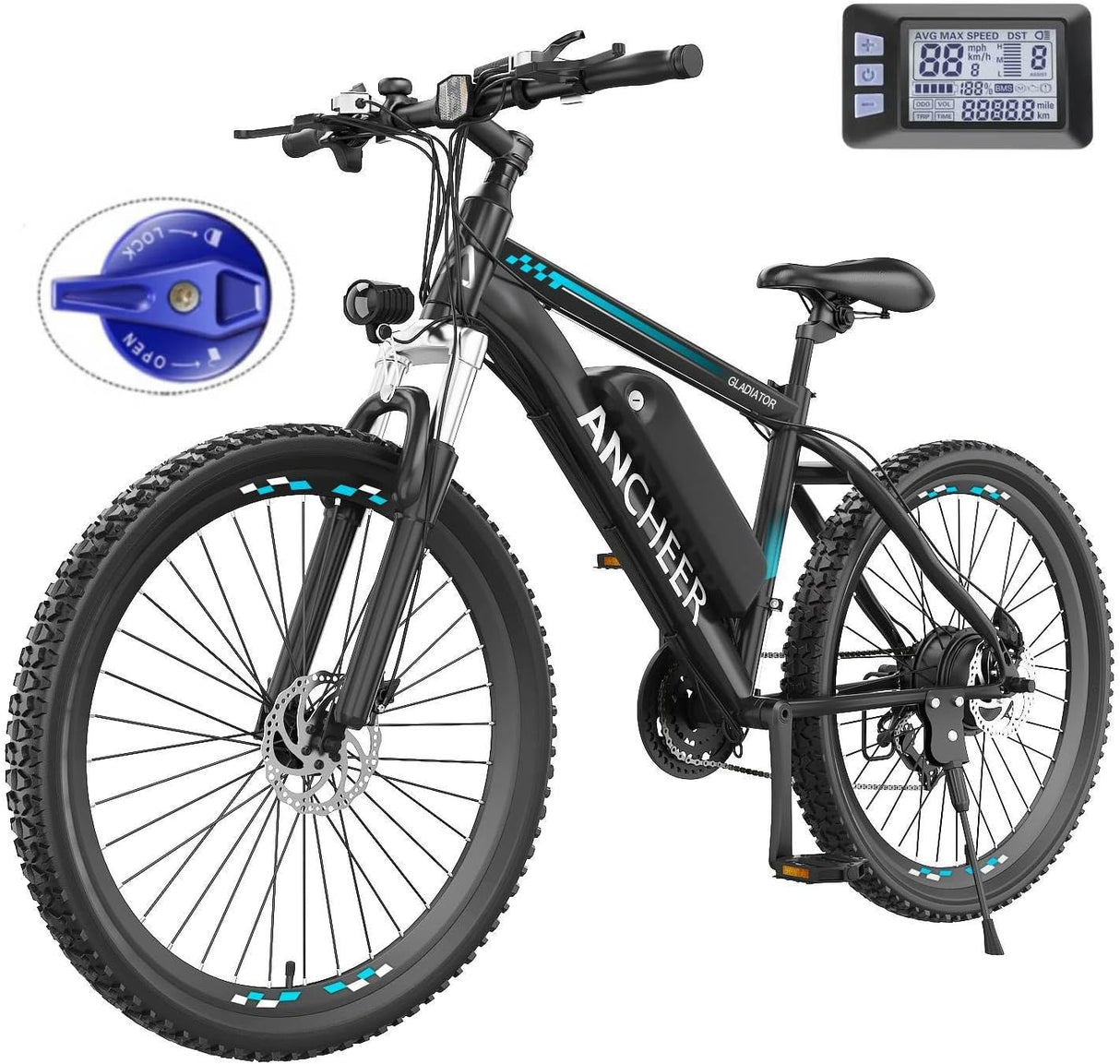 Bicicleta Eléctrica ANCHEER 500W, 21 Velocidades, Gladiator
