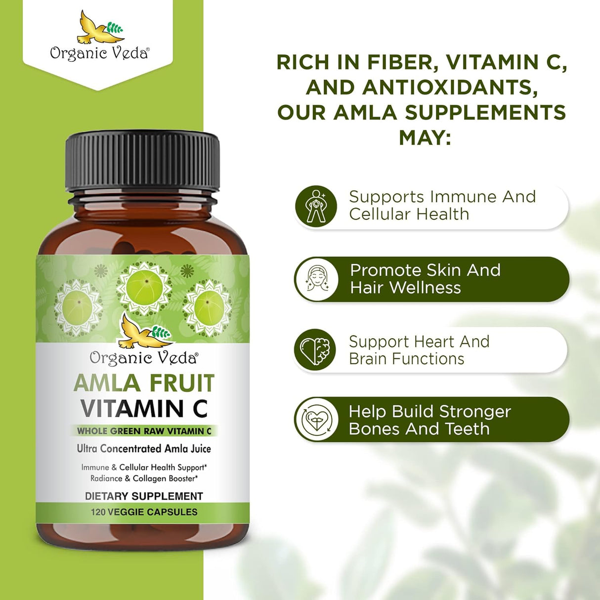 Cápsulas de Amla Orgánicas  Suplemento Natural de Vitamina C