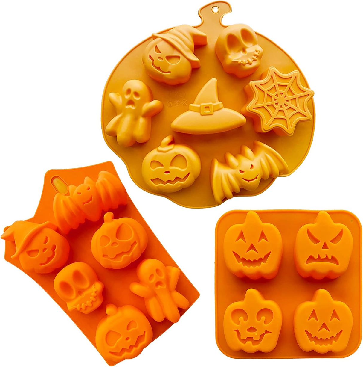 Molde de Silicona Para Muffins Halloween, 3 Pcs, Calavera, Fantasma