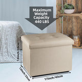 Otoman plegable con almacenamiento y reposapiés 17x13x13 pulgadas