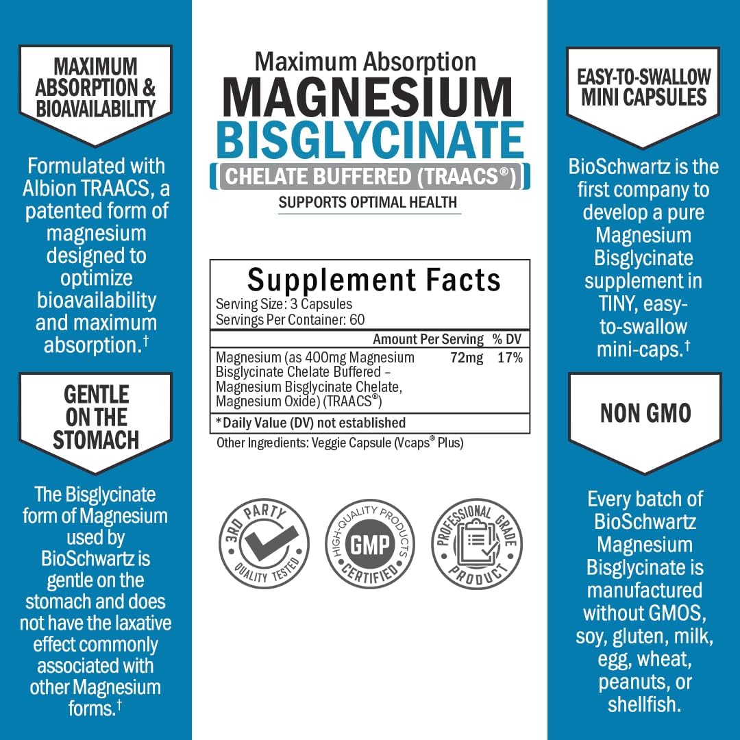 Suplementos Alimenticios de magnesio 100% efecto no laxante