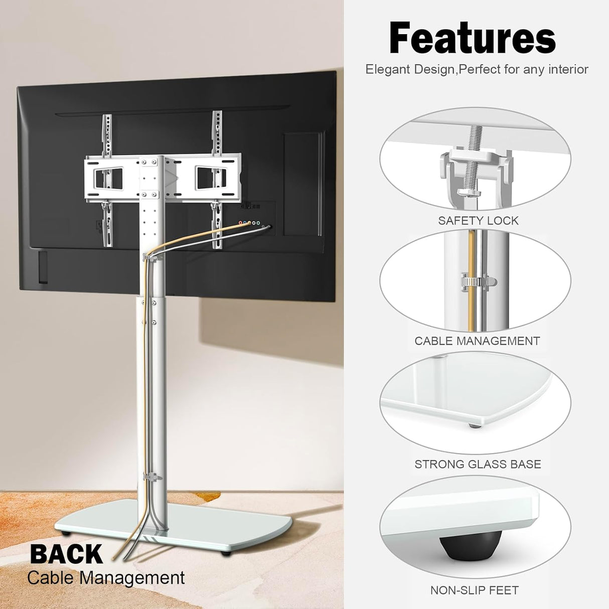 Soporte de TV YOMT con giro, ajustable 27-65, modelo universal