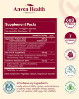 Probióticos Vaginales Mujer - 60B, Flora, Olor, Cándida, Digestión, Saffron, Cranberry, 90 Cápsulas