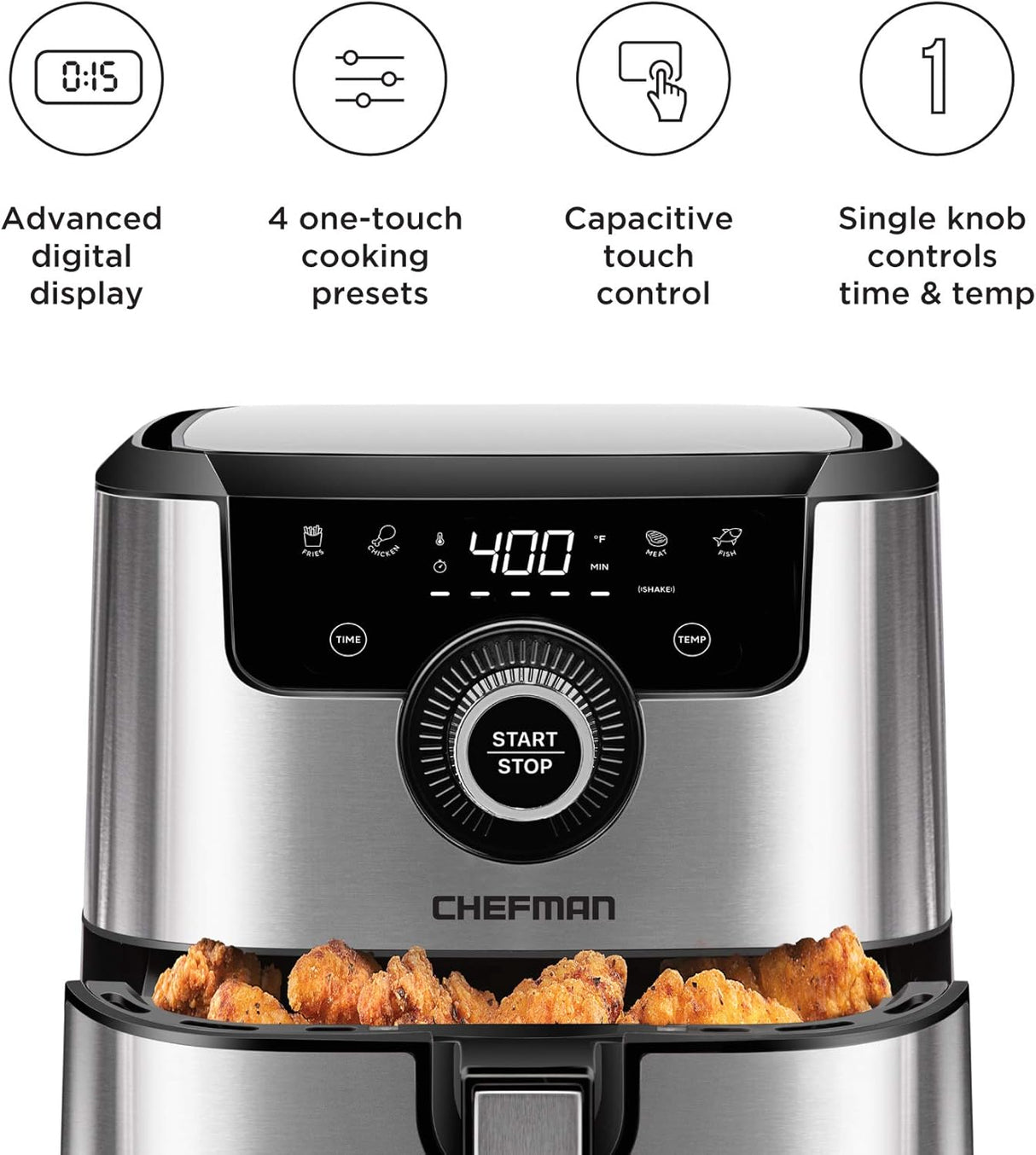 Freidora de aire CHEFMAN 4.5 Qt, fácil de usar, 60 min, autoapagado