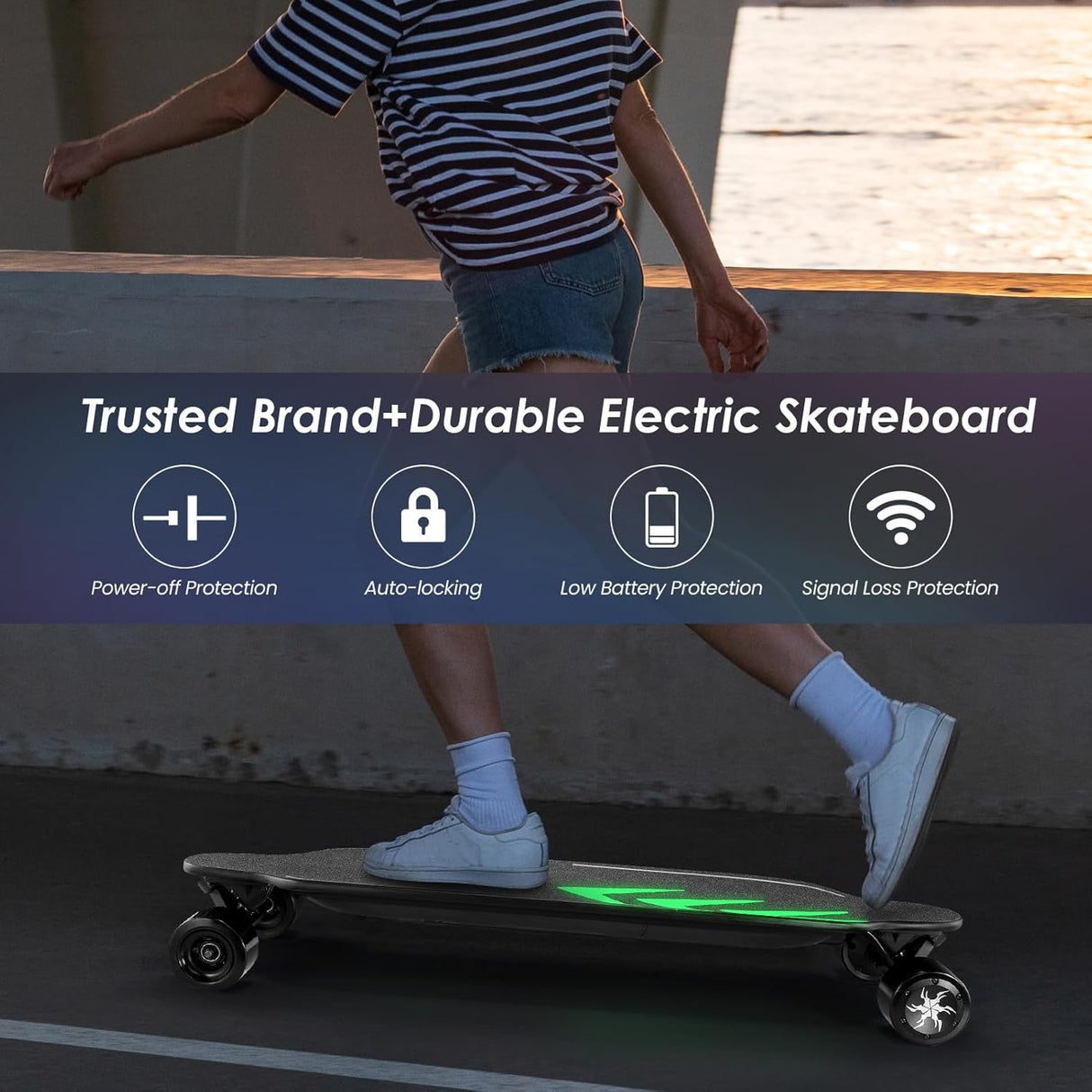 Skateboard eléctrico 350W-1200W, 12.4-28 MPH, 11-16 millas