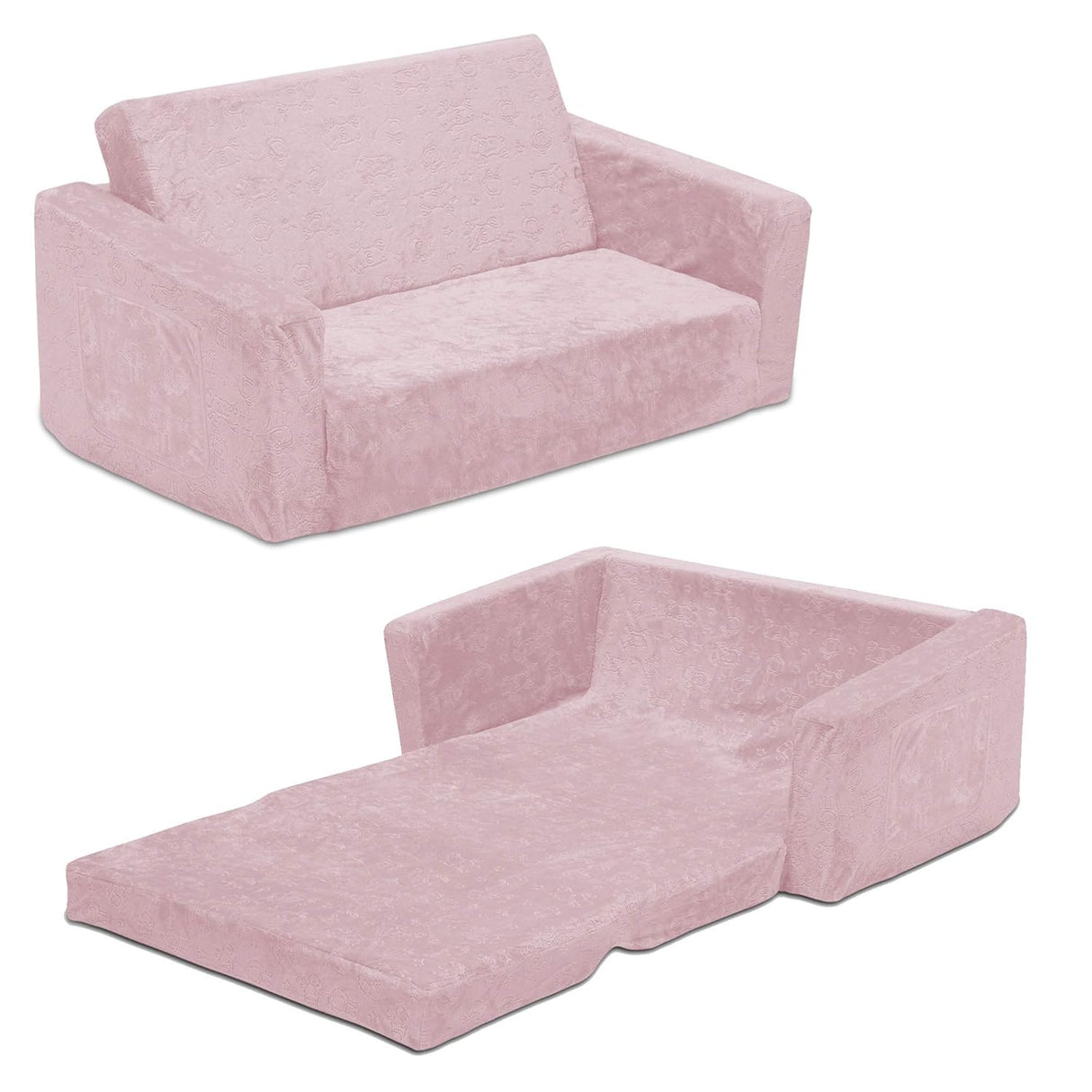 Silla convertible extra ancha a tumbona para niños, Rosa