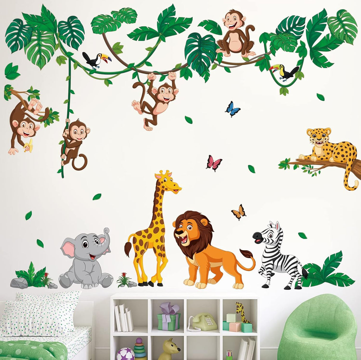 DECOWALL Stickers Animales Selva DSL-8069 para Niños
