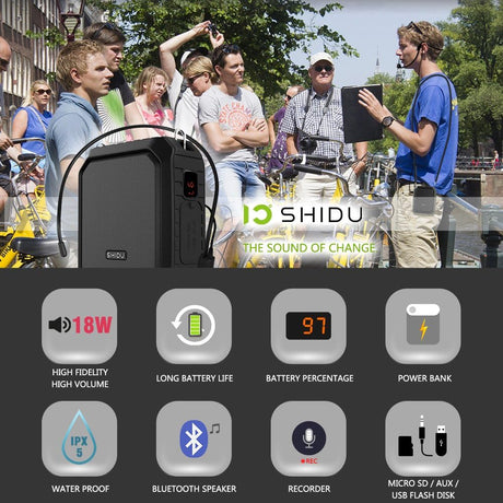 Amplificador de Voz Portátil 18W con Micrófono y Batería 4400mAh