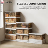 HAIXIN Contenedores almacenamiento plegables plástico,cajón almacenamiento apilable puerta magnética