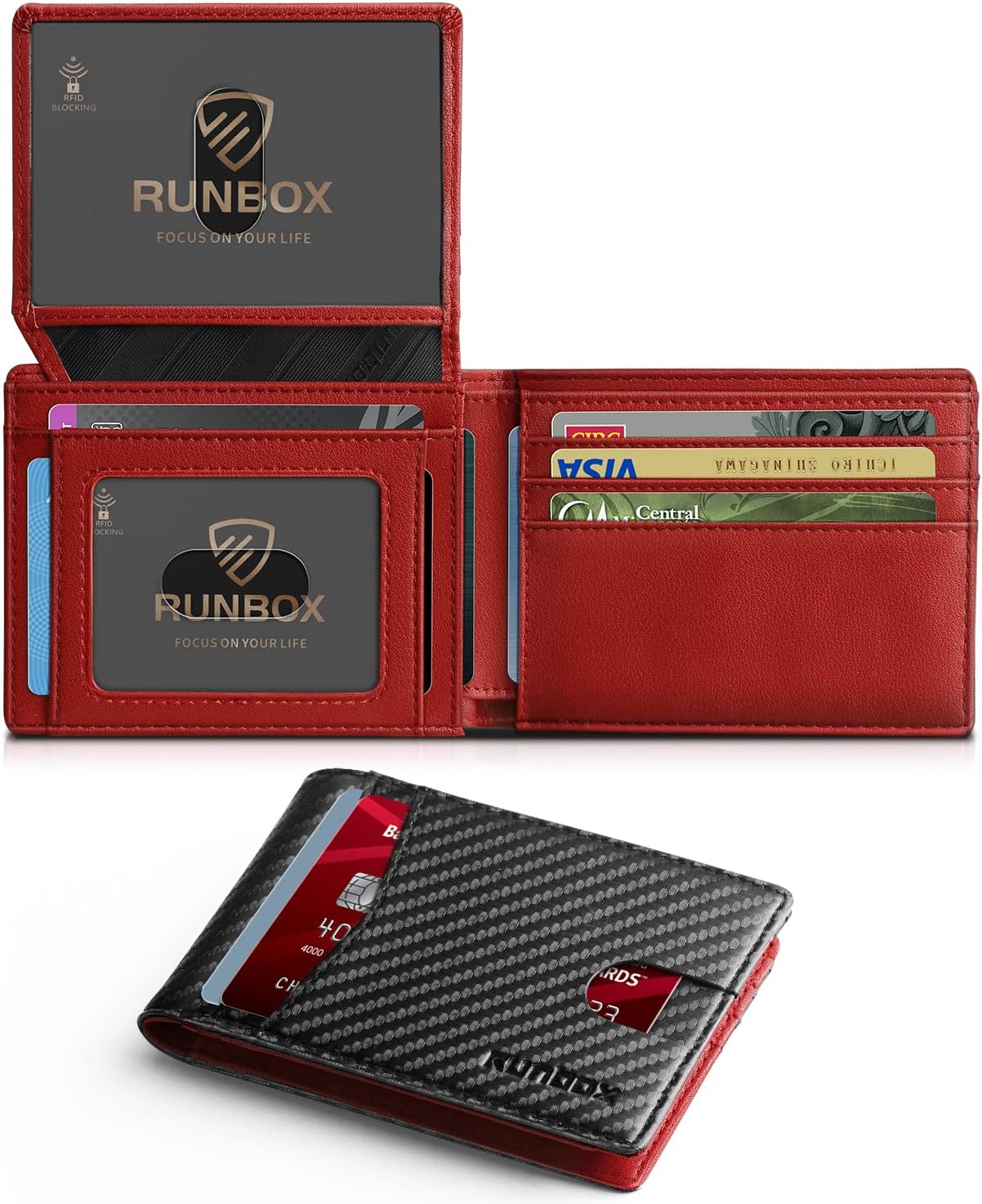 Cartera RUNBOX para Hombre Slim RFID 2 Ventanas ID con Caja