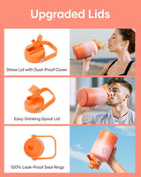 Botella de agua de medio galón, BUZIO, acero inoxidable 64 oz