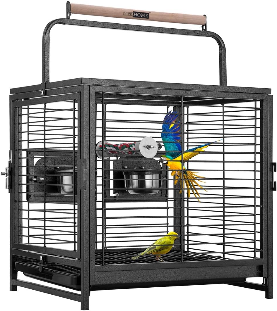 Jaula transportadora de viaje para pájaros de hierro forjado