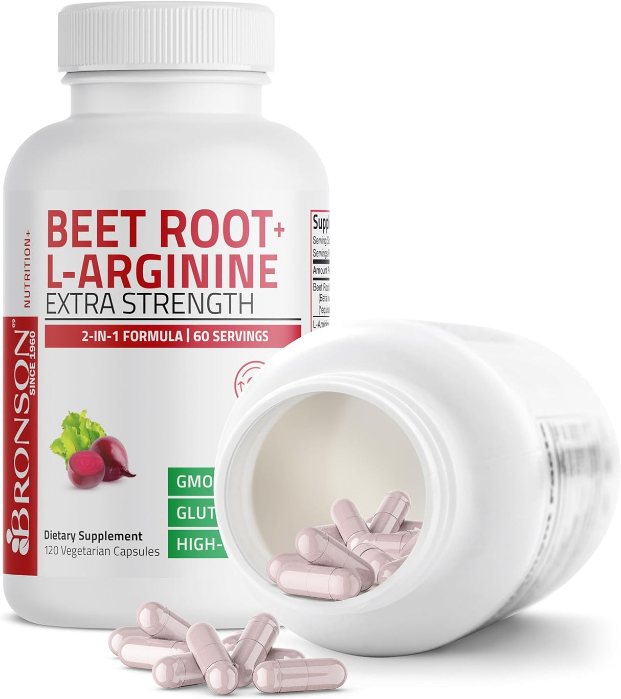 Bronson Raíz de remolacha + L-arginina 2000 mg nítrico 120u