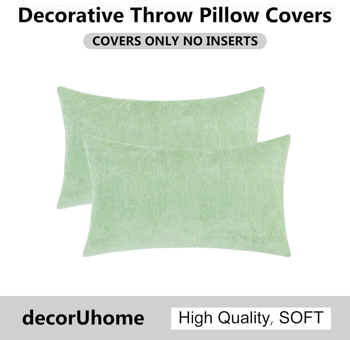 Fundas de Cojín Decorativas decorUhome 12x20, Chenilla Suave
