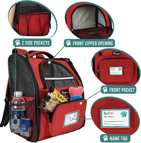 Mochila de lujo para gatos  diseño ventilado rojo