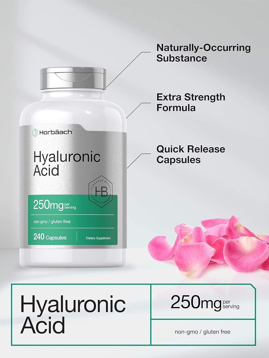 Horbaach Cápsulas de ácido hialurónico 250 mg