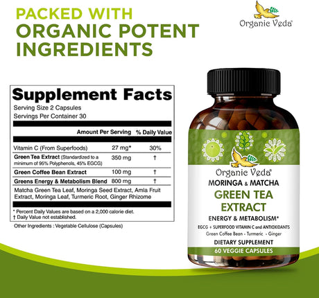 Suplemento de Té Verde Moringa y Matcha con ECGC y Cúrcuma