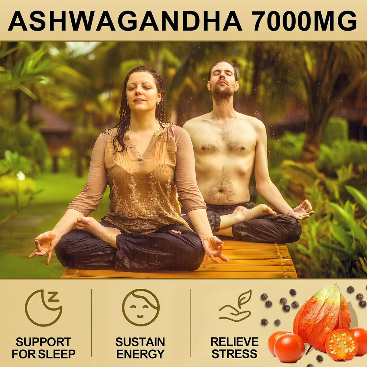 Cápsulas Orgánicas de Ashwagandha - 7000mg - 120 Cápsulas