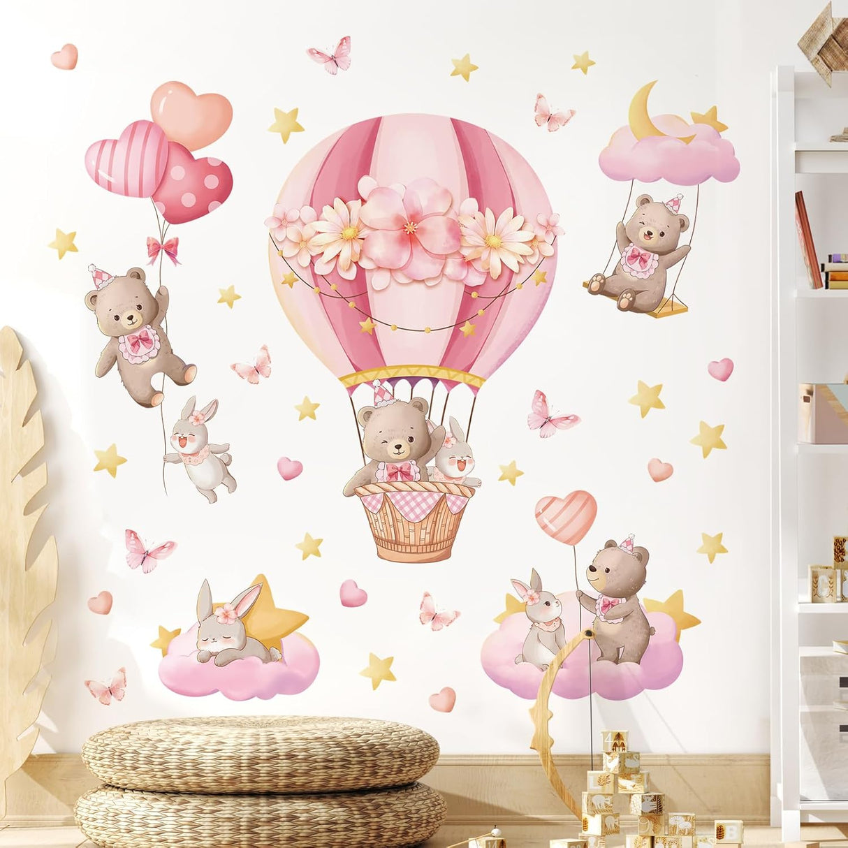 Pegatinas de Pared Tanlaby, Osito y Conejo, Decoración Infantil
