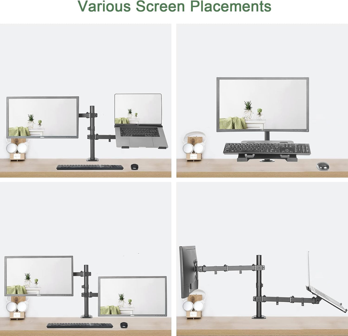 Soporte para Monitor y Laptop, Brazo Ajustable hasta 17.6lbs