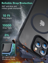 MGNAOOI - Funda magnética para iPhone 13 Pro, calidad militar probada, apta MagSafe, posterior translúcido mate, teclas de aleación de aluminio, antihuellas, caídas y arañazos, 6.1&nbsp;pulgadas, negra