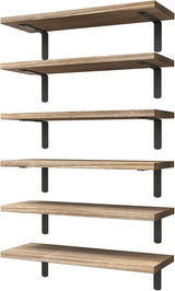 Estanterías Flotantes de Madera WOPITUES, Set de 6, Rústicas