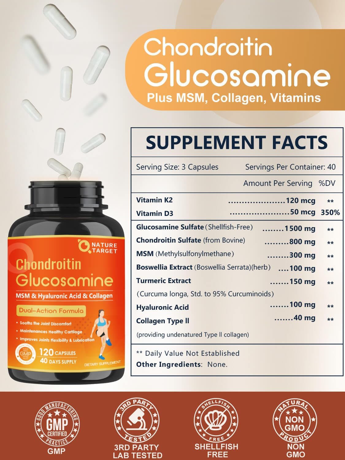 Suplemento Articular NATURE TARGET con Glucosamina 120 Caps