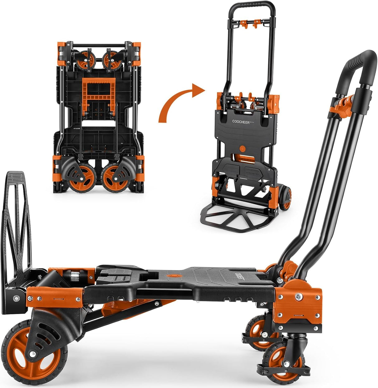 Carretilla Plegable 330LB, 4/2 Ruedas, Mango Retráctil, Modelo X