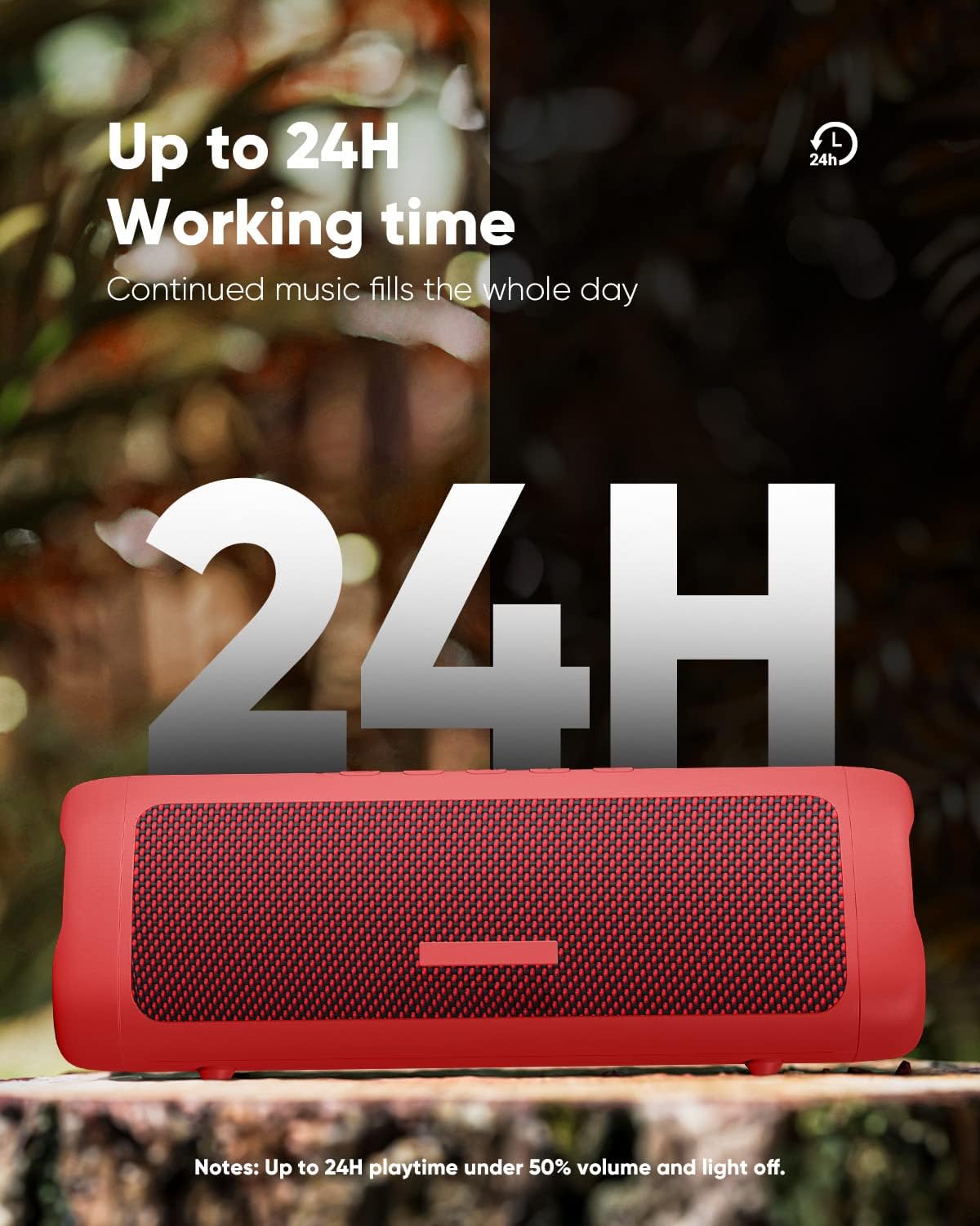 Altavoz impermeable IPX5 portátil con 24 horas de duración