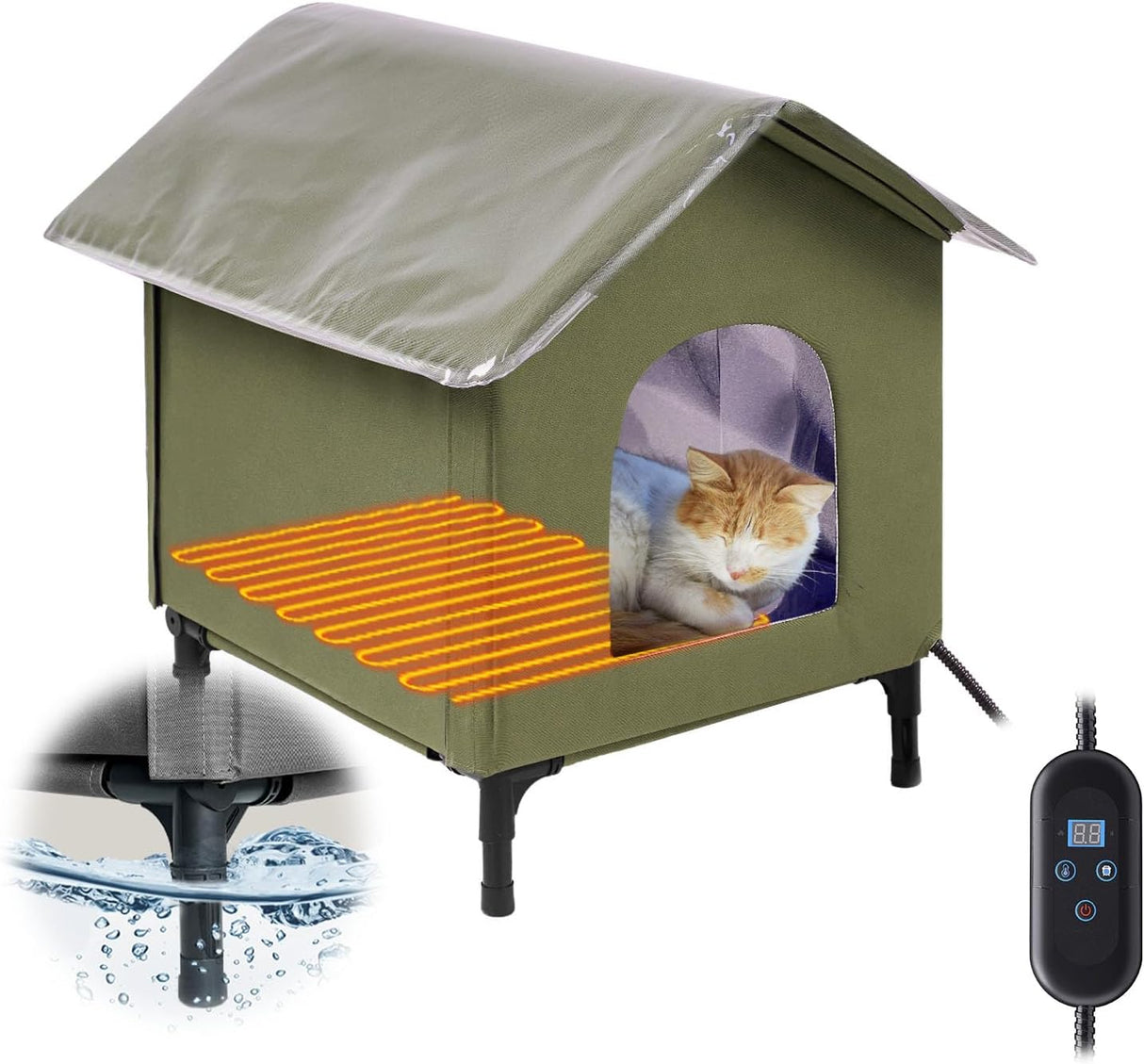 Casa Térmica para Gatos, Insulada y Elevada, Invierno, Modelo X