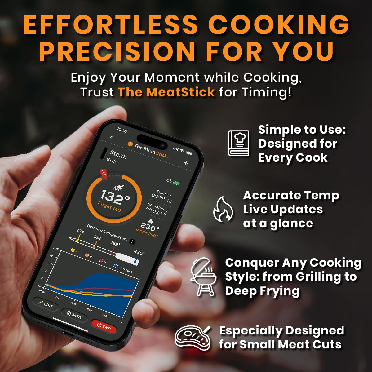 Termómetro de carne MeatStick Chef WiFi | Cuádruple sensor