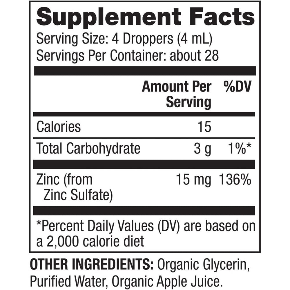 Suplemento dietético líquido de zinc 5 mg   3.88 onzas