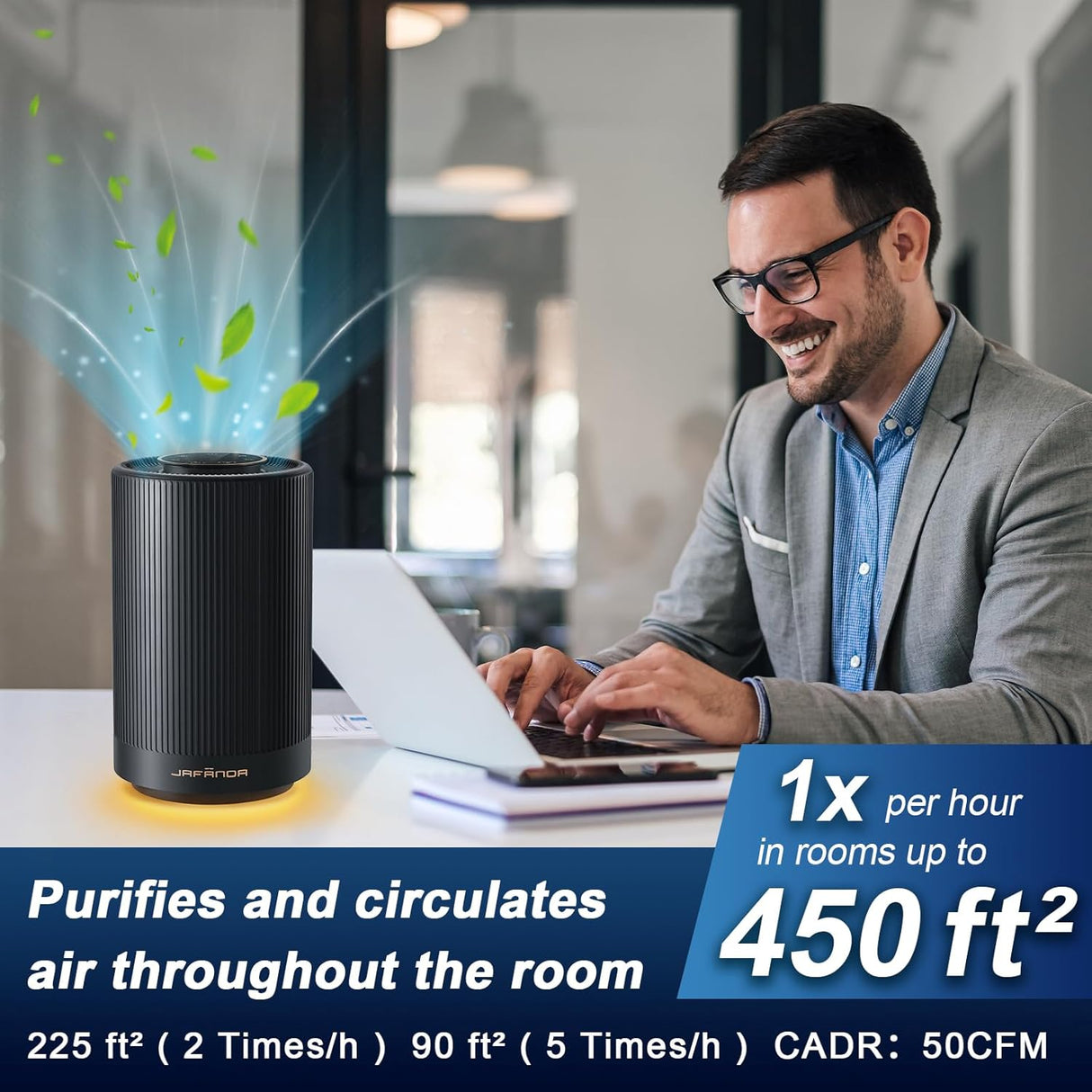 Purificador de aire con cobertura True HEPA H13 para dormitorio, 450 pies cuadrados, eliminador de polvo y polen.