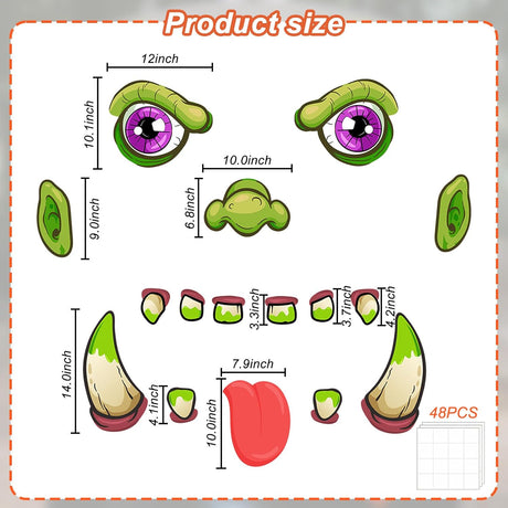 Kit de Decoraciones Halloween para Auto, Monstruo con Ojos Grandes