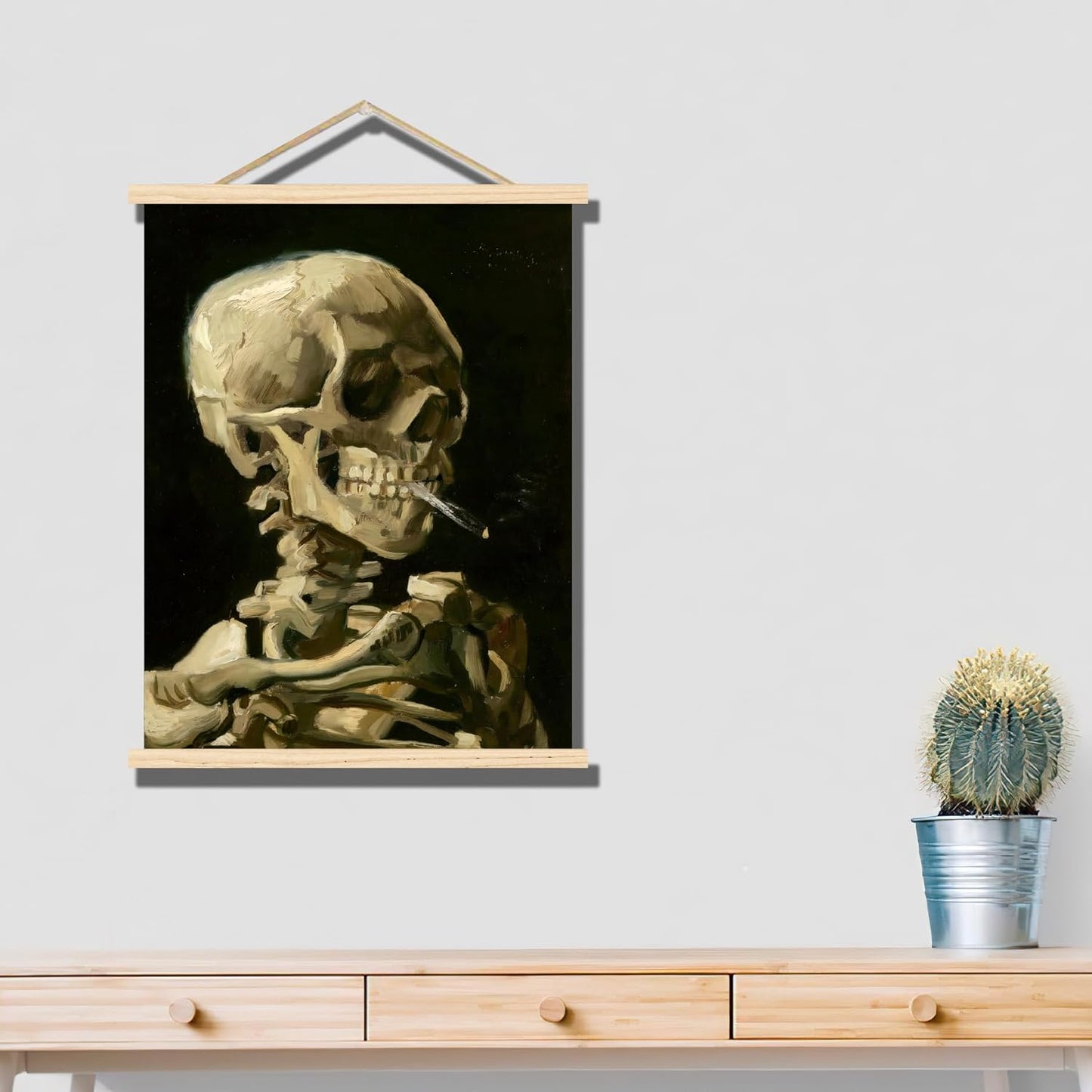 Arte colgante de madera: Póster de calavera de Van Gogh