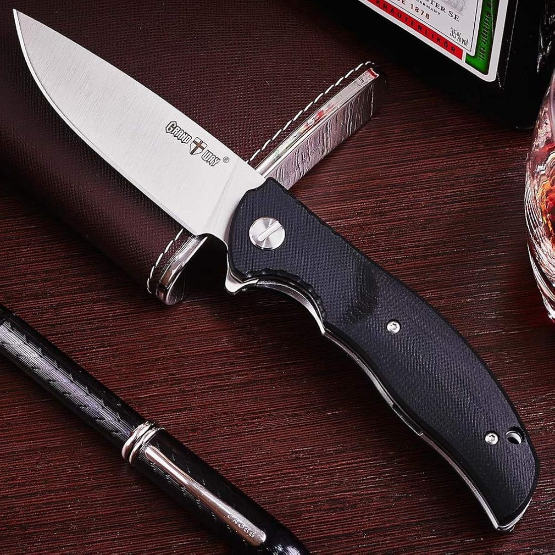 Navaja de bolsillo navaja plegable negra con mango G10