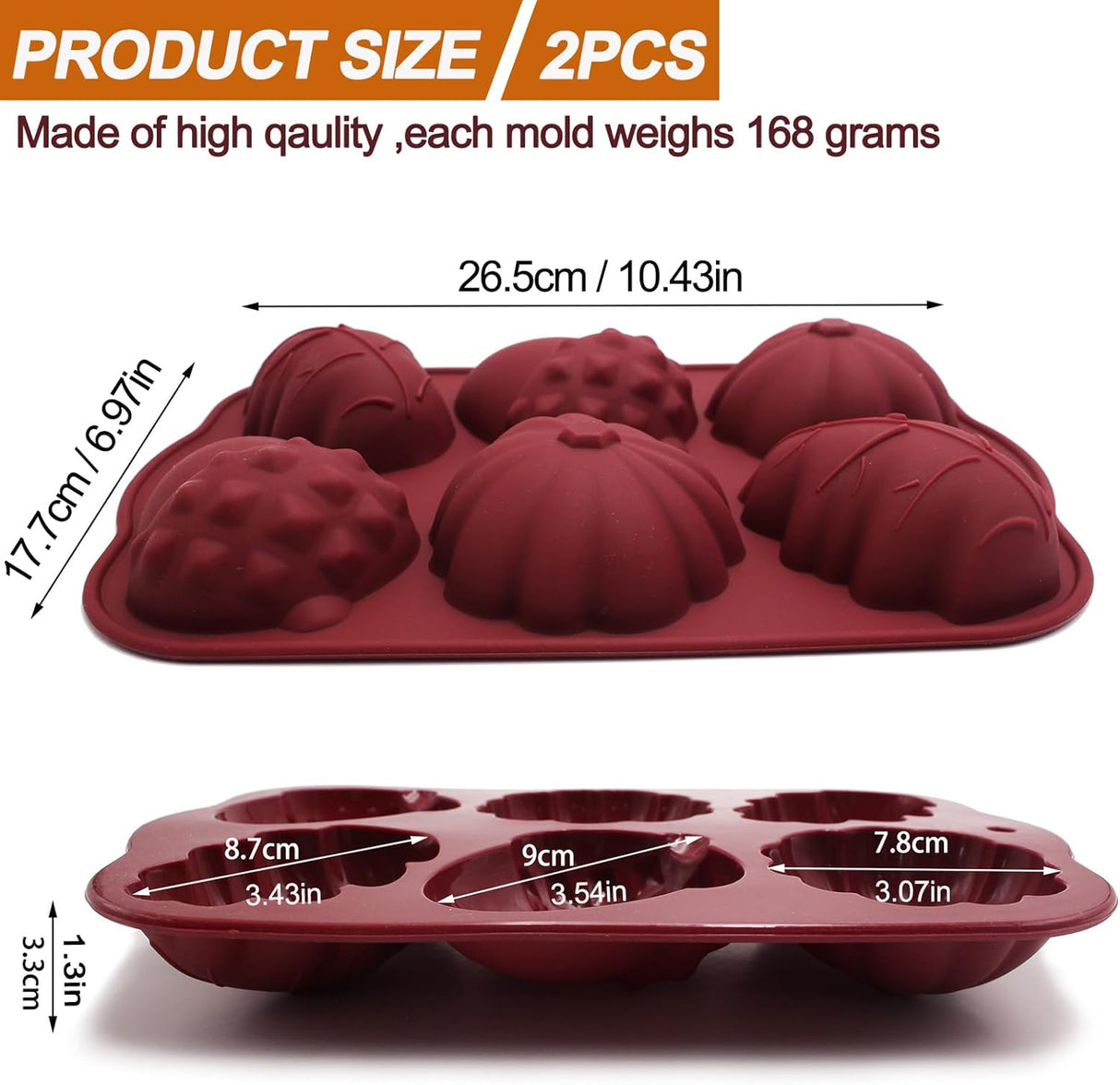 Moldes de Silicona para Chocolate y Jabón, 2PCS Otoño