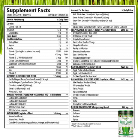 MacroLife Naturals Macro Greens: Superalimento 10oz (30 Serv.)