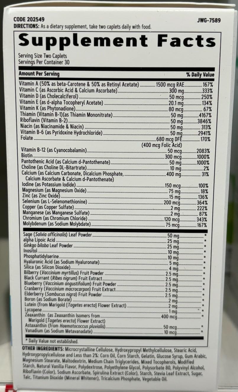 Suplementos GNC Multivitamínico 50 Plus para mujer ojos 60 u