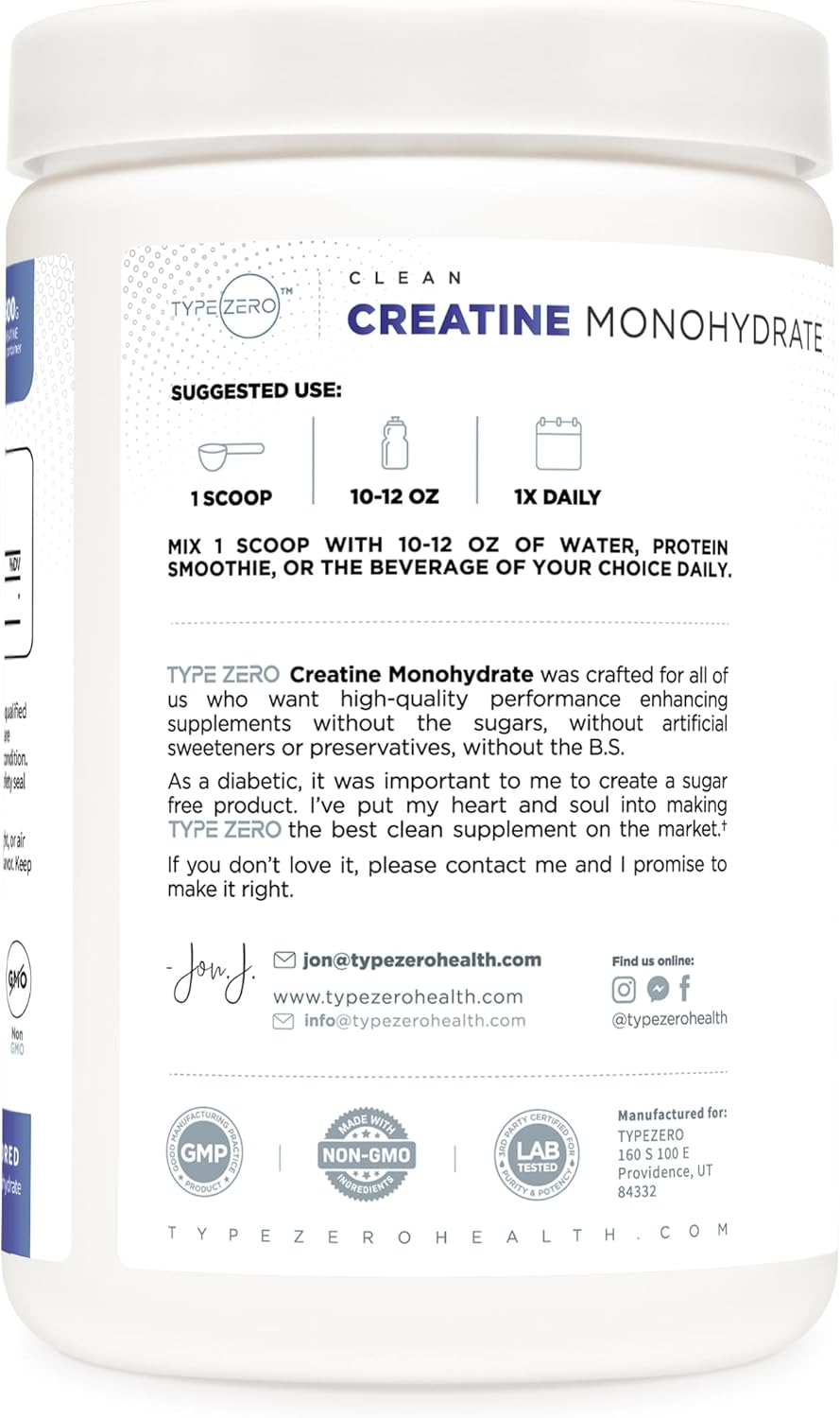 Creatina Zero Monohidrato Micronizada 500g, Sin Azúcar